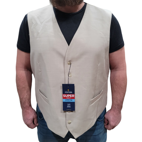 Stafford Other - NWT STAFFORD Mens Tan Wool Blend Stretch Wrinkle Recovery Comfort Vest Sz. XXL